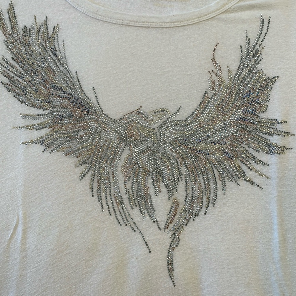Zadig & Voltaire rhinestone Phoenix ivory T-shirt size M